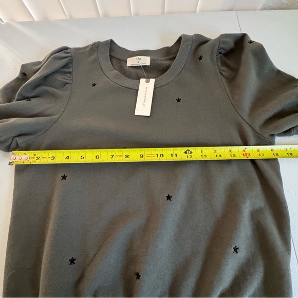 Anthropologie T.La Green Embroidered Stars Puff Short Sleeve Top Sz M New - Picture 7 of 13